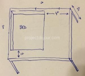 DIY Bed Desk - Starting idea with rough layout