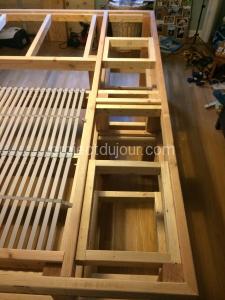DIY Bed Desk - All framed, added support for shelves