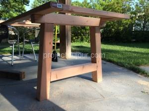 DIY outdoor wood dining table - Testing the frame on set of legs