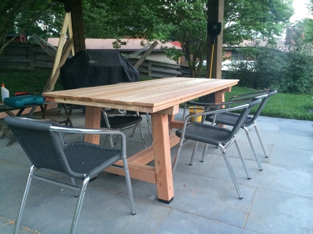 Outdoor wood table