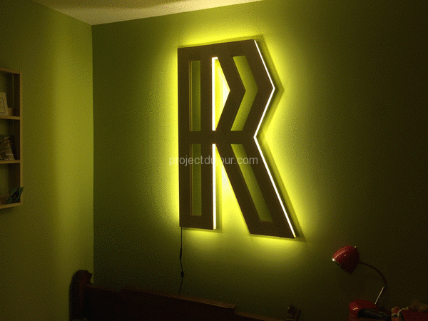 R shaped LED light