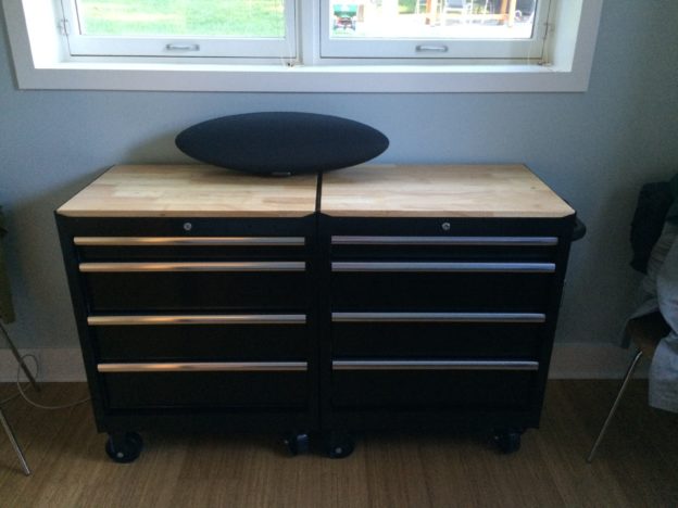 Home Depot tool chest used as a dresser